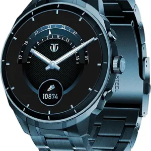 Titan Heritage 1.43" AMOLED Stainless Steel Bracelet Smart Watch for Men, BT Calling, Voice Assistant, Quick Health Measurement, Functional Crown, 3D UI, 60Hz Display, Fast Charging (Blue)